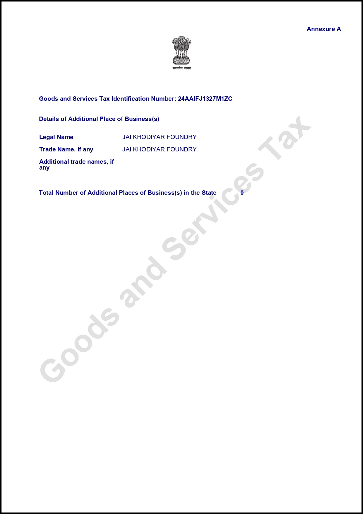 GST Registration Certificate