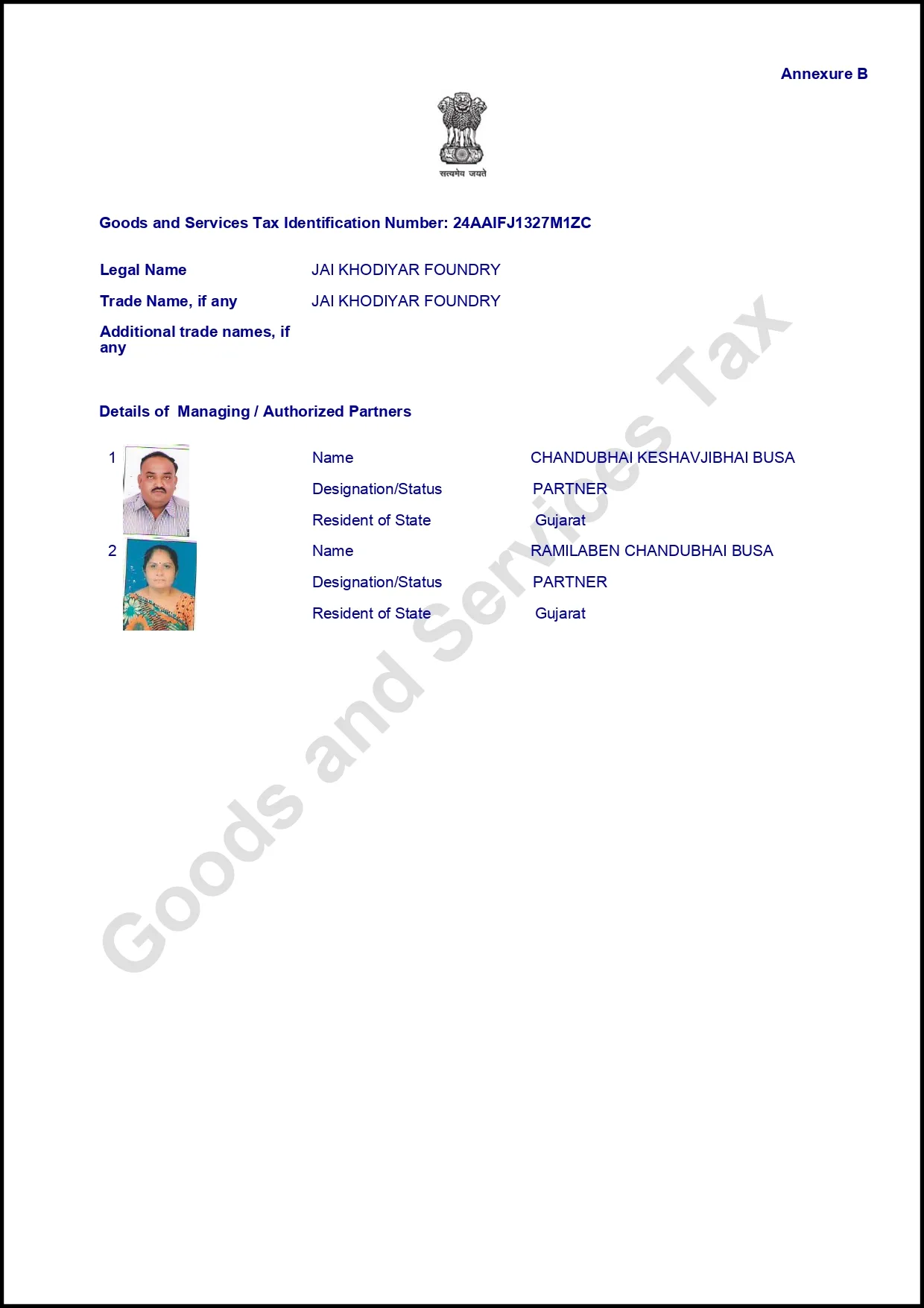 GST Registration Certificate