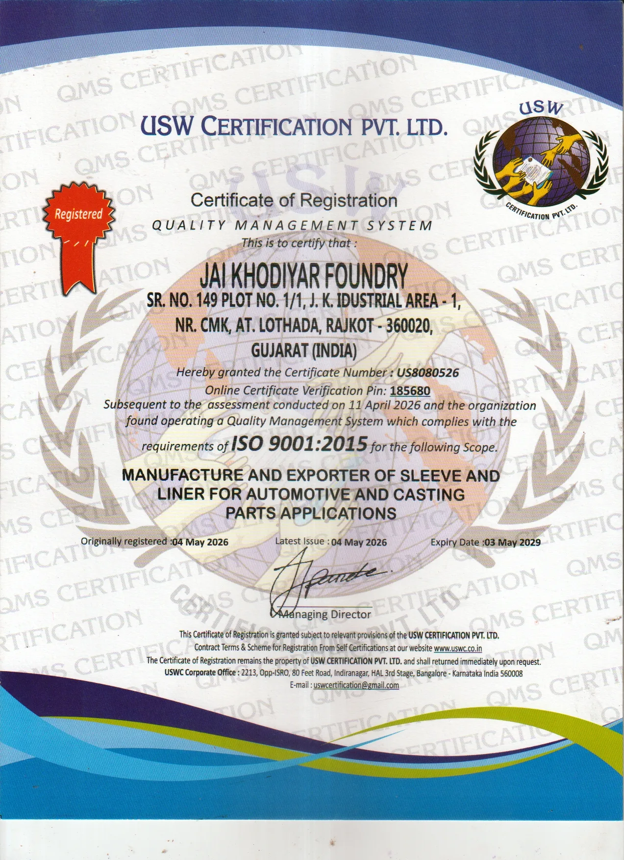 ISO 9001:2015 CERTIFIED